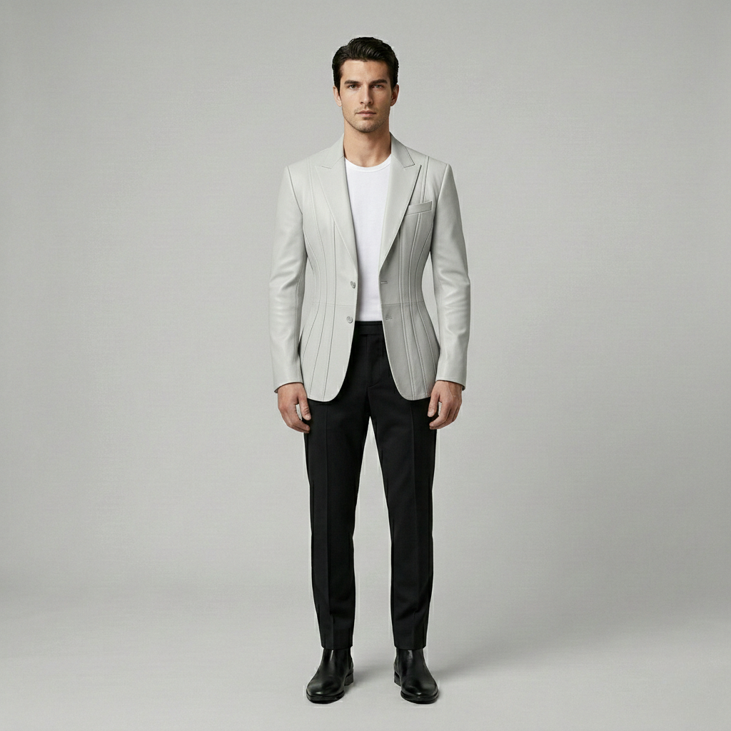 Tailored Leather Blazer Jacket