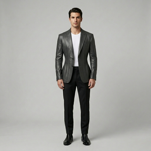 Tailored Leather Blazer Jacket