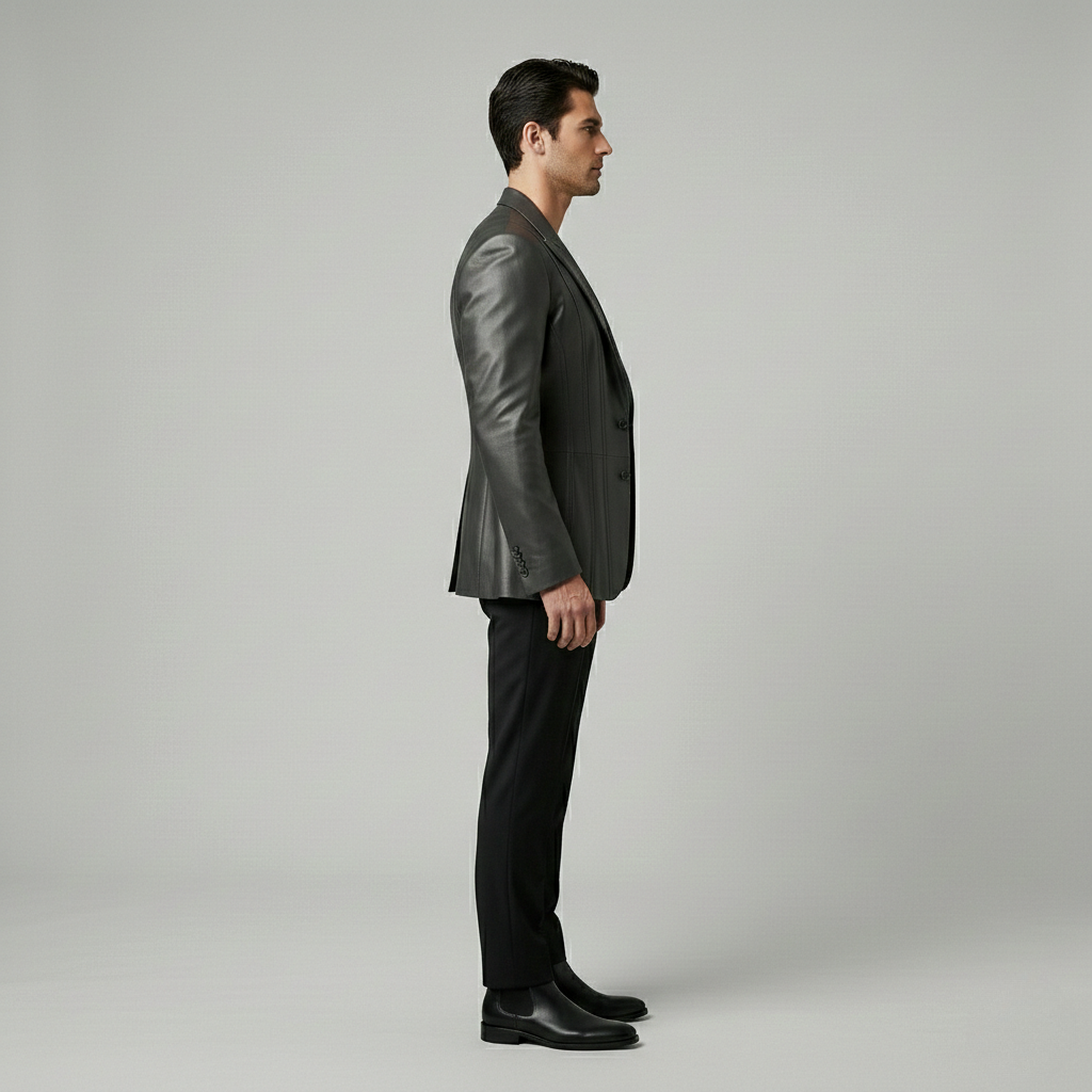 Tailored Leather Blazer Jacket