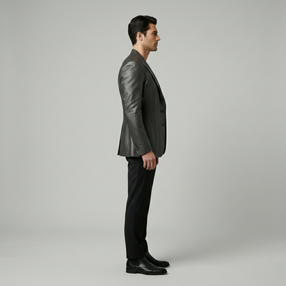 Tailored Leather Blazer Jacket