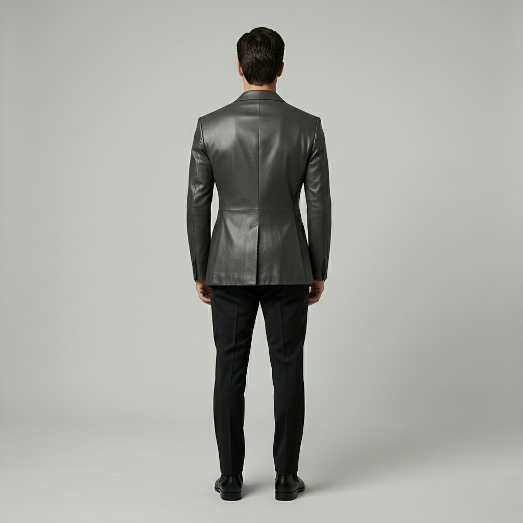Tailored Leather Blazer Jacket