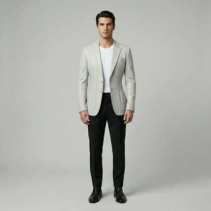 Tailored Leather Blazer Jacket